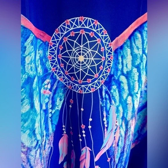 Bohemian Kimono Duster Angel Dreamcatcher Spirit Robe Swimsuit Coverup - Picture 6 of 9